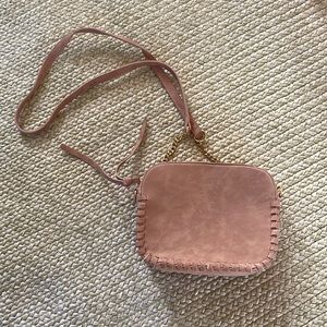 Blush Pink Suede Crossbody Bag